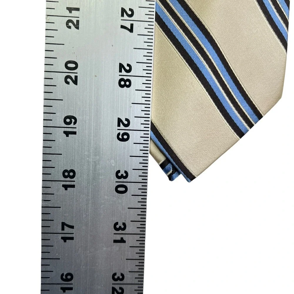 Jos. A. Bank Necktie Mens Cream Blue Striped Silk Signature Collection 60''